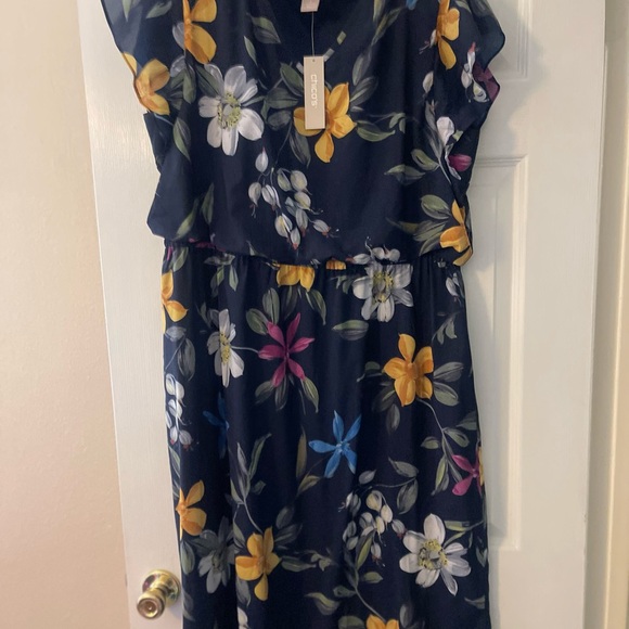 Chico's Floral Maxi Dress - Navy with Multicolor Flowers - Picture 2 of 6
